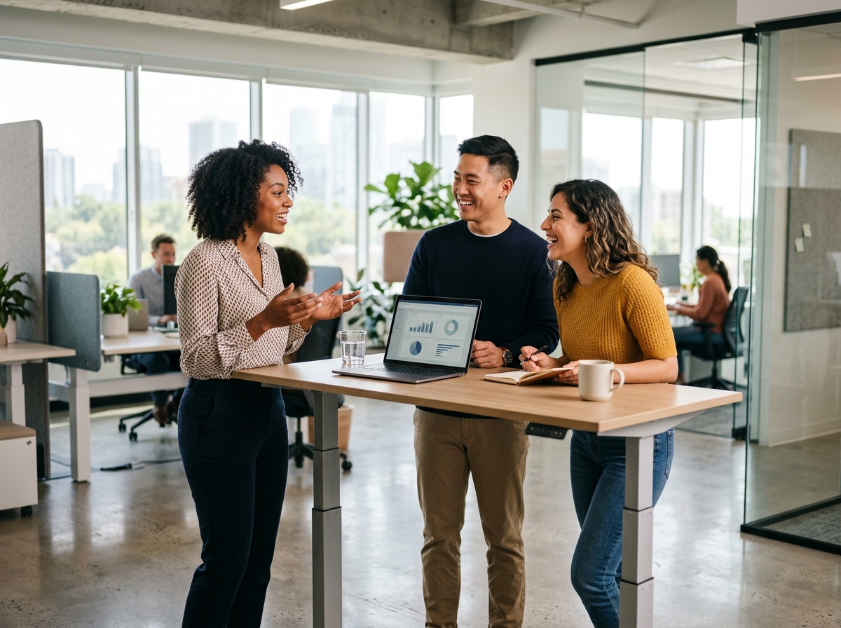 Teamgespräch im modernen Büro – Karriere in der Steuerberatung