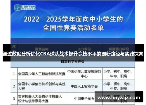 通过数据分析优化CBA球队战术提升竞技水平的创新路径与实践探索